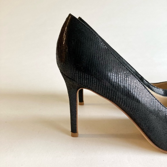 Marc Fisher Black Lizard Print Fabric Point Toe Heels size 9.5 - Picture 4 of 14